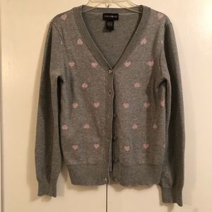 Forever & Ever Gray Pink Hearts Sweater  Size L